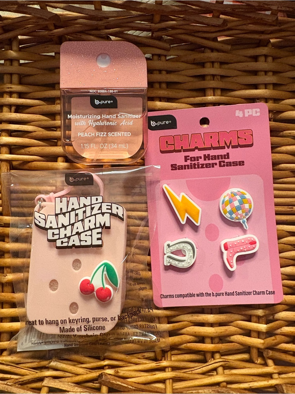VIRAL b.pure Hand Sanitizer + super cute rare case with charms!